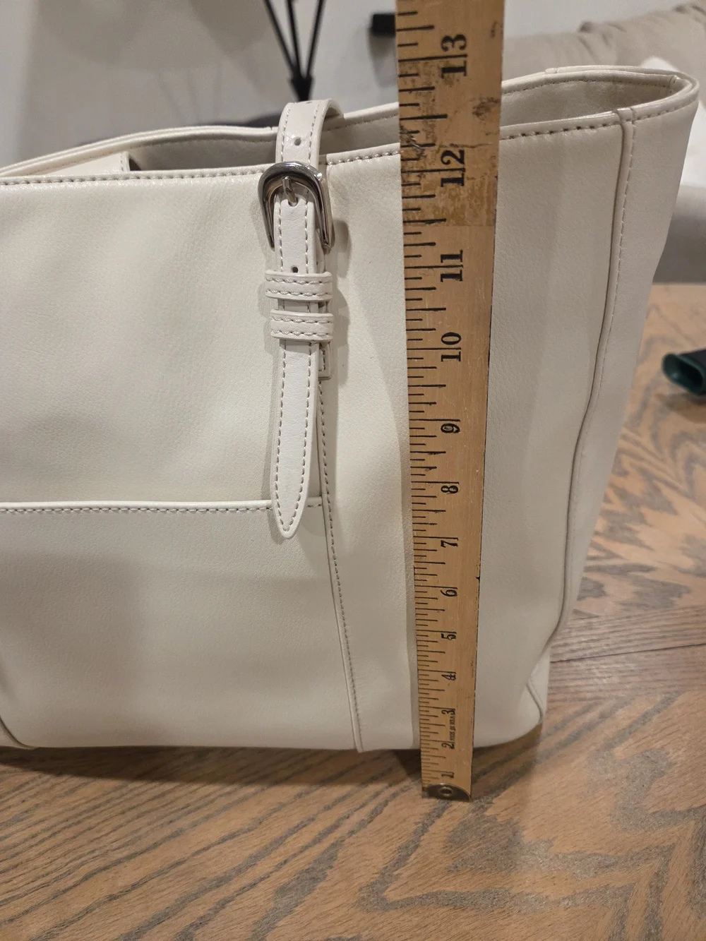 Wilsons Leather Tote Bag Women OS Cream Ivory Classic Work Shoulder Carryall